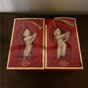Lenox 2001 Annual Cherub Ornaments- Set of 2